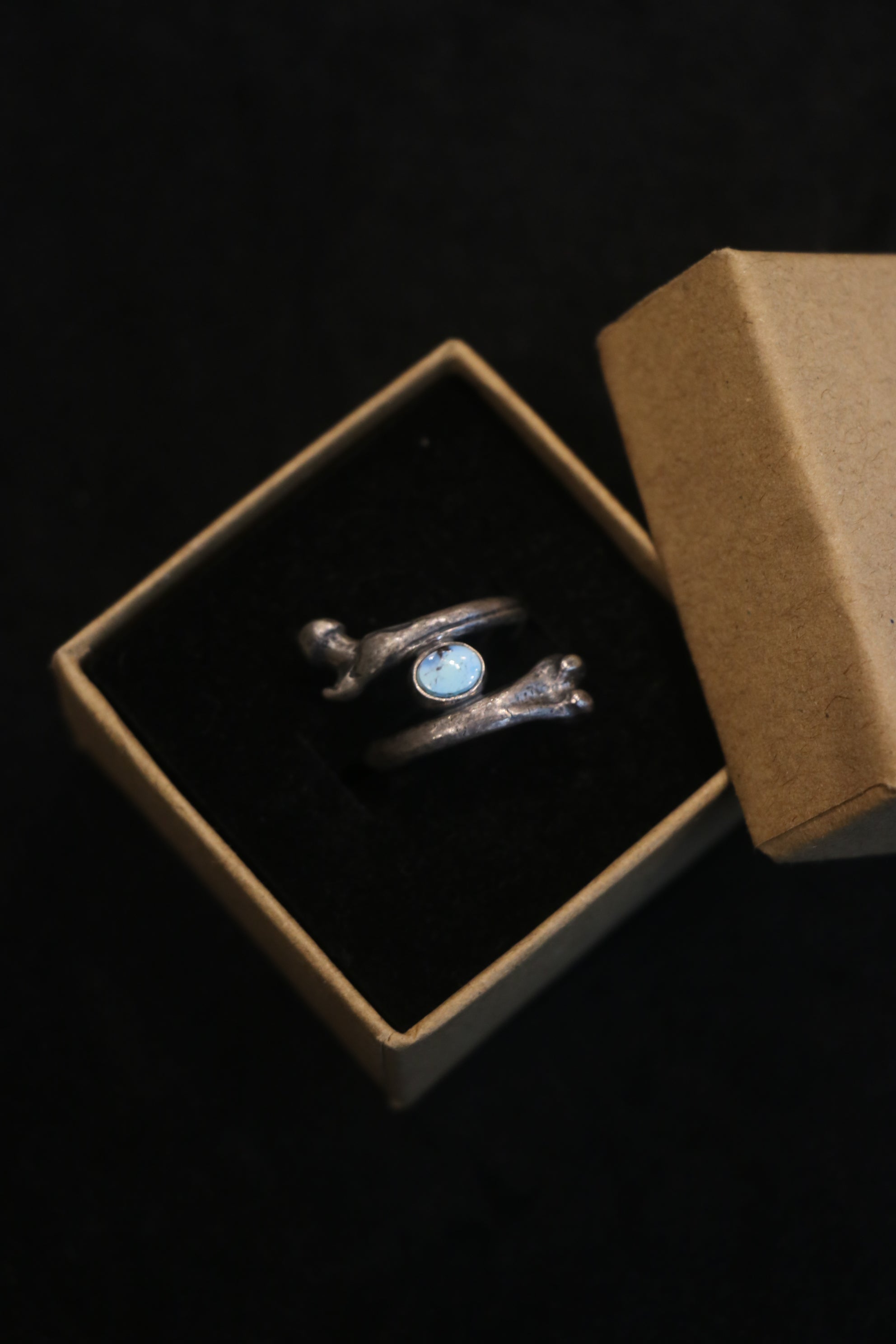 Nine Metal Double Bone Ring w/ Golden Hills Turquoise