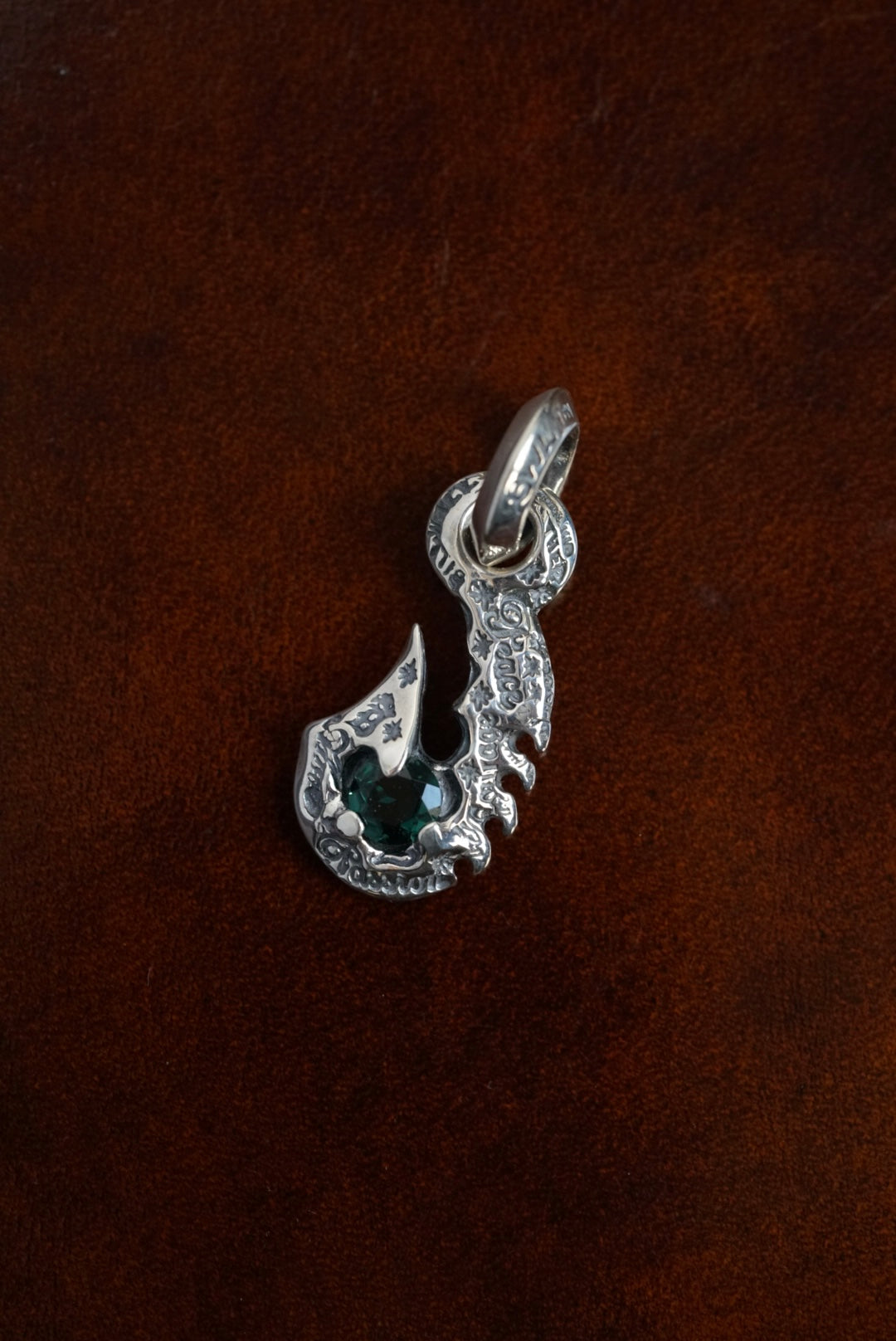 C368 Graffiti Fish Hook With Gemstone Charm