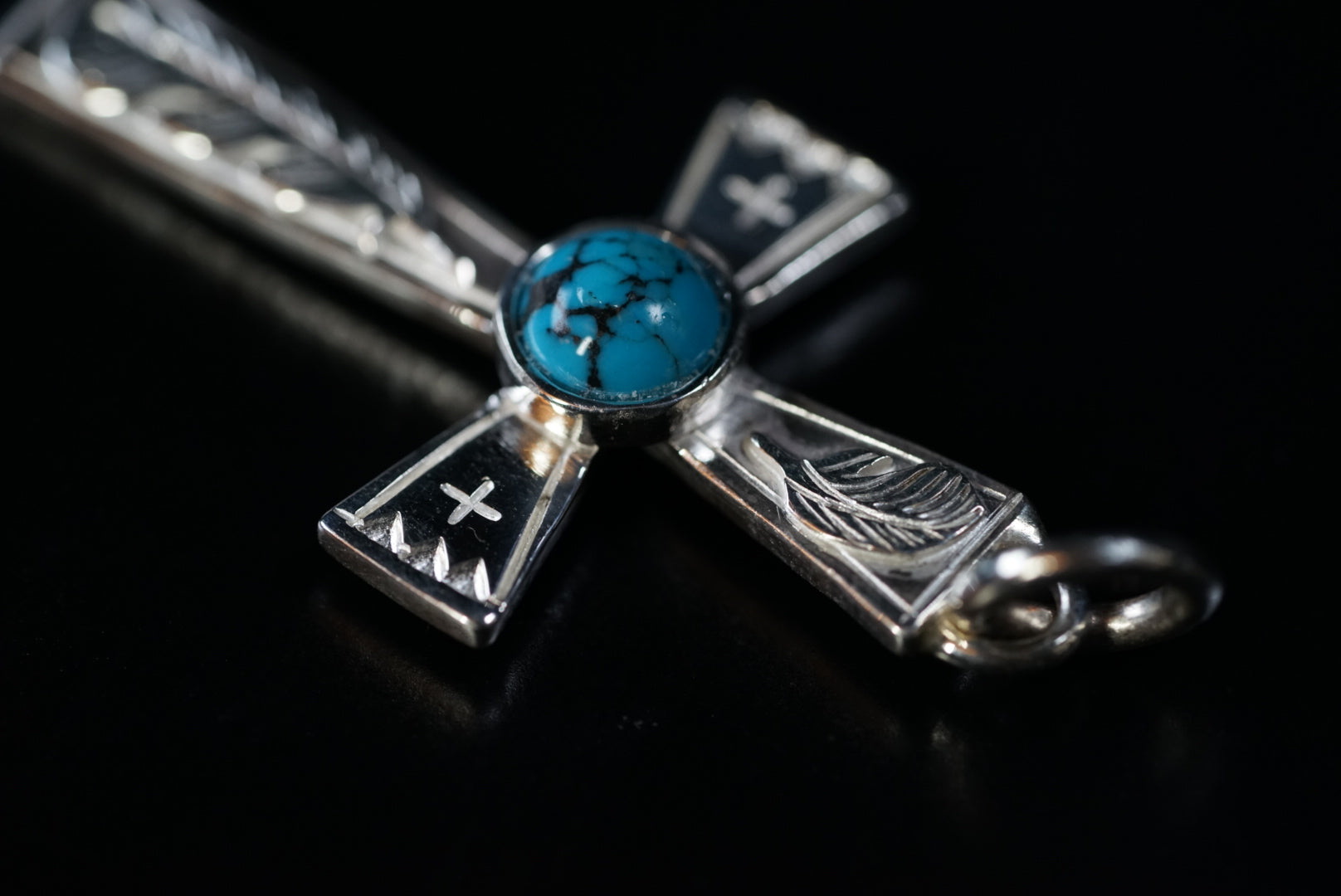 Turquoise Silver Cross Pendant
