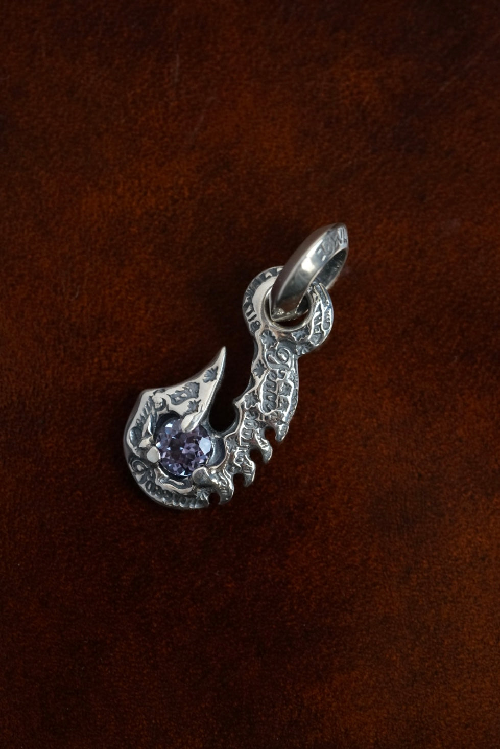 C368 Graffiti Fish Hook With Gemstone Charm