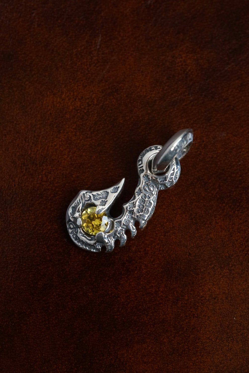 C368 Graffiti Fish Hook With Gemstone Charm