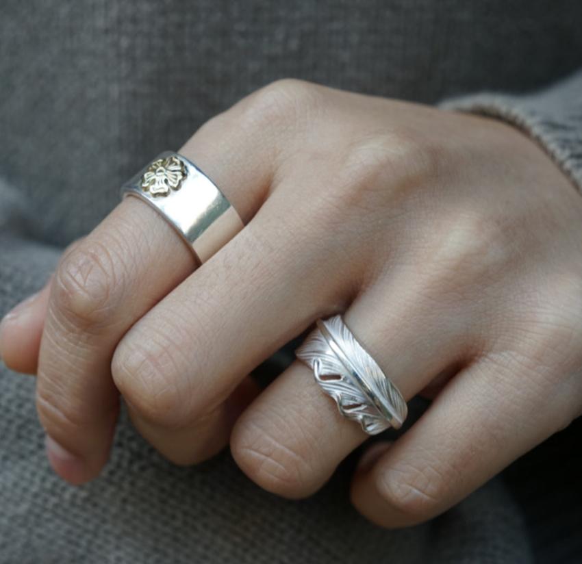 925 Silver Feather Ring S