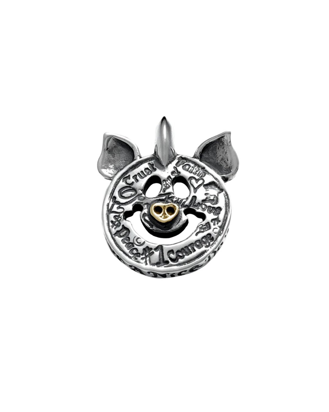 C382GRC Graffiti Happy Face Charm with Pig Ears w/18K Gold on Nose