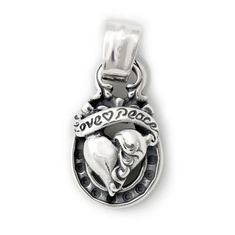 PN1037-C Horseshoe Pendant "HEART with BANNER" Top - Medium