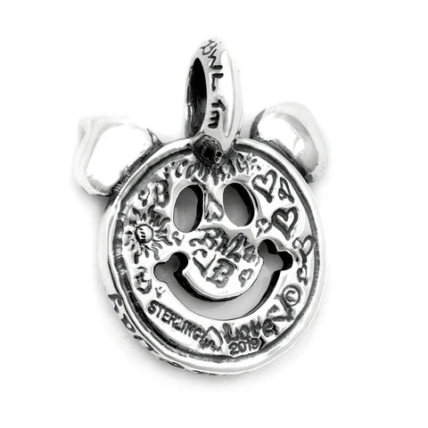 C382GR Graffiti Happy Face Charm with Pig Ears