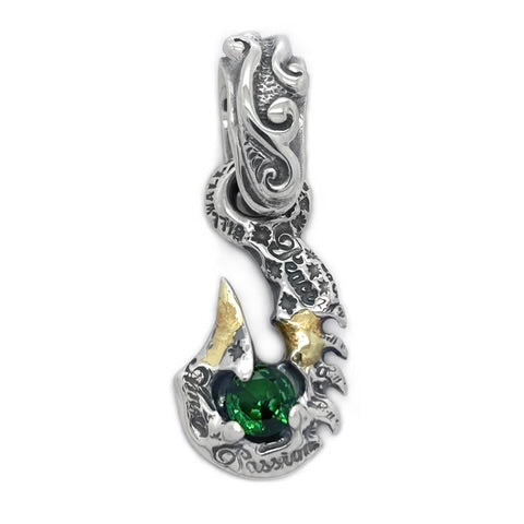 C369C Graffiti Fish Hook Large Wave Bale with Gemstone w/ Gold Overlay Charm Custom