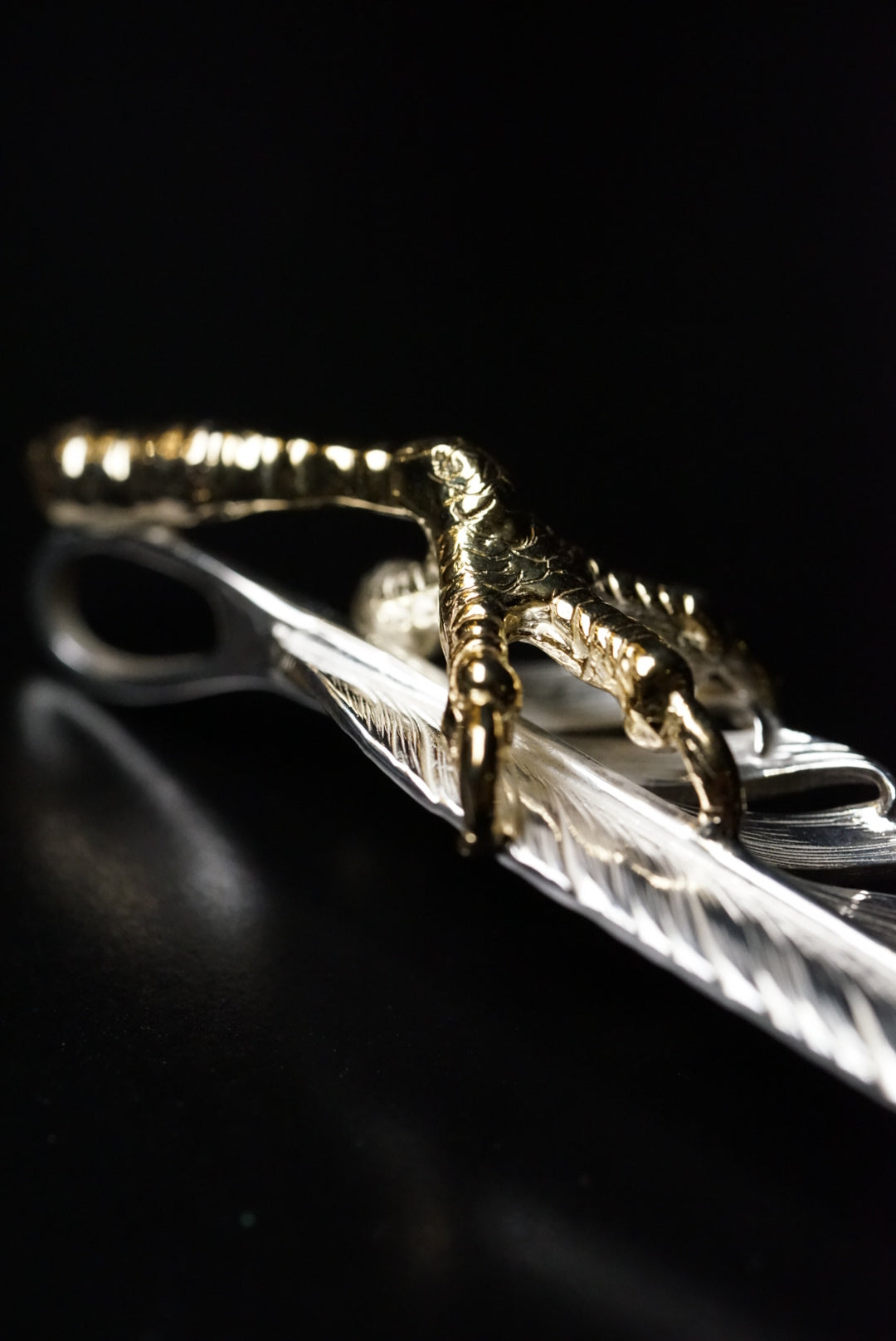 Albatory 18K Eagle Claw Silver Feather Pendant L