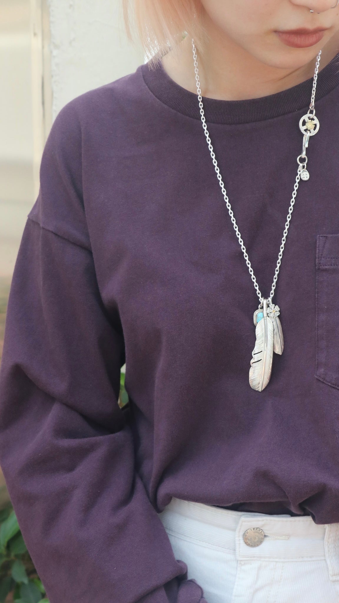24K Gold Point Top Silver Hana Feather S