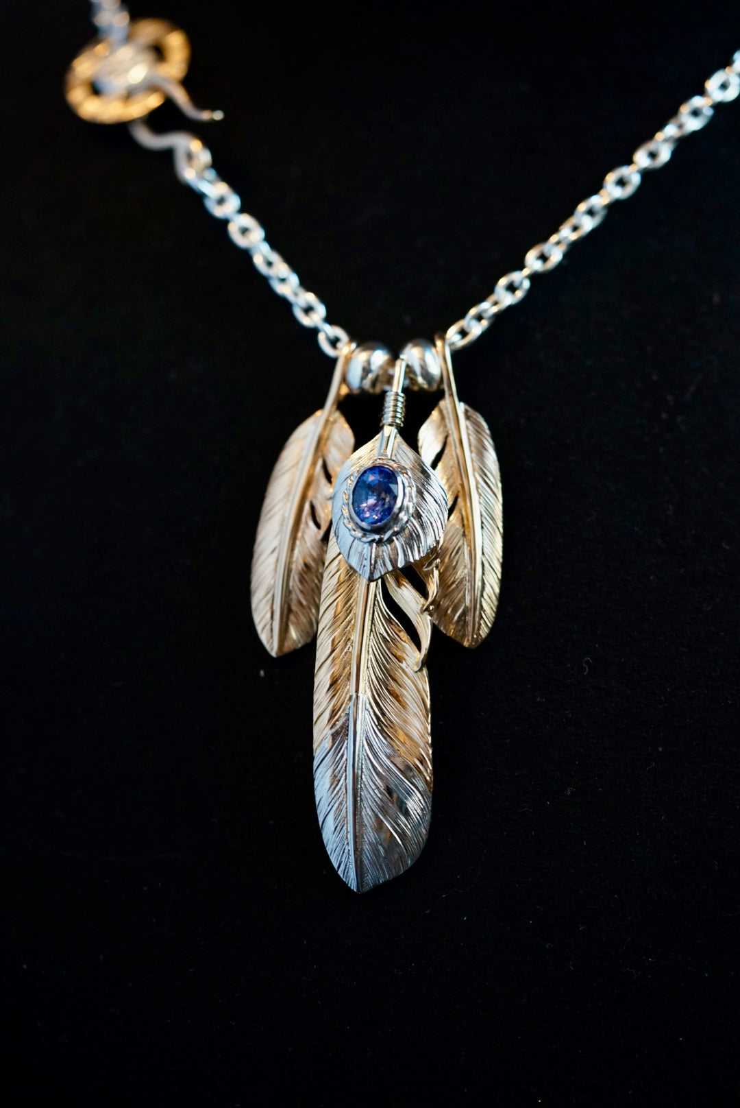 Albatory Top PT900 18K Rose Gold Tip PT900 Feather L / Blue Sapphire