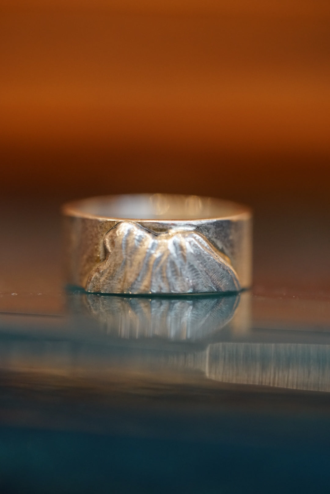 Nine Metal 925 Silver Lion Rock Ring