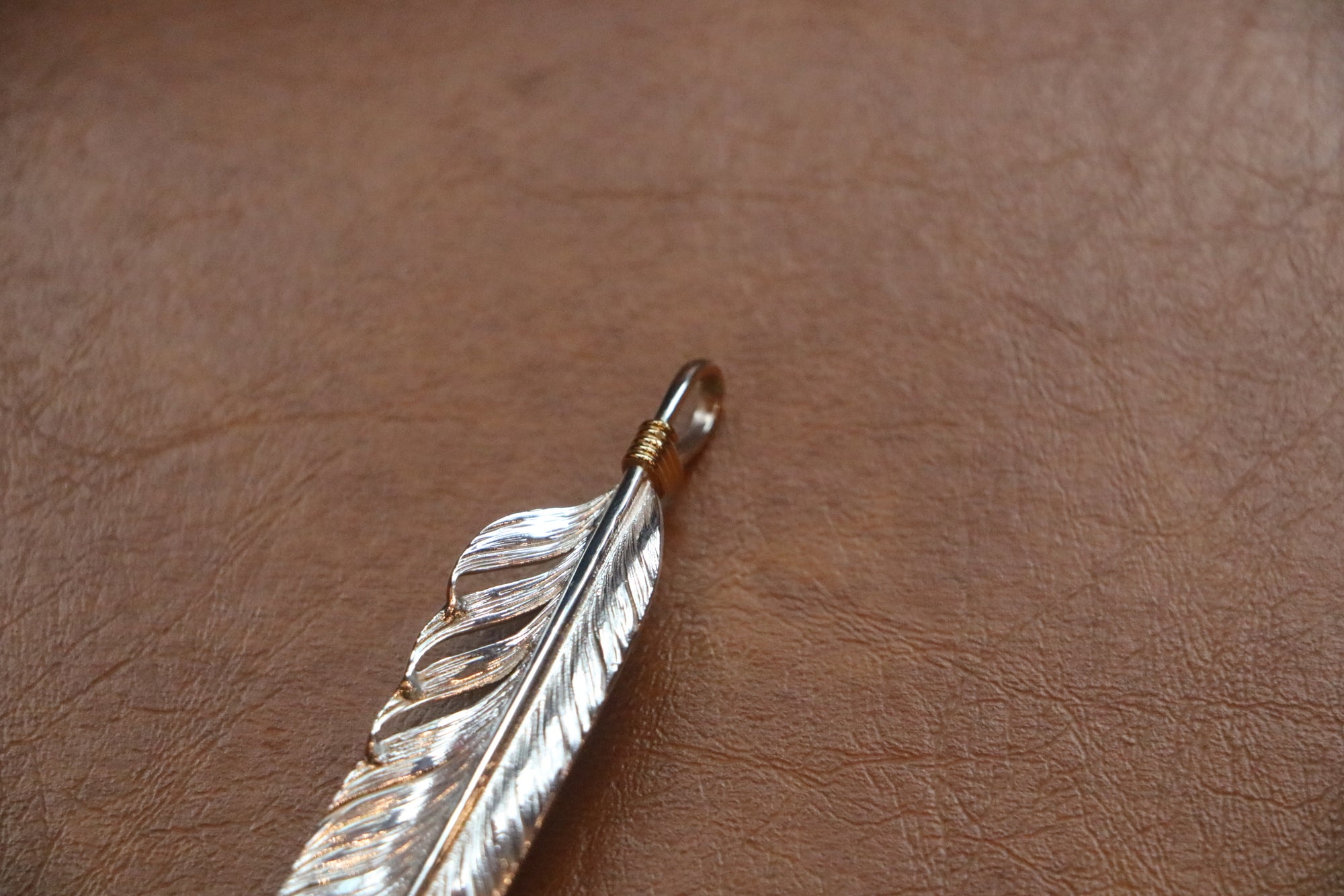 Albatory 18Kt Gold Rope Gold Point Silver Feather L