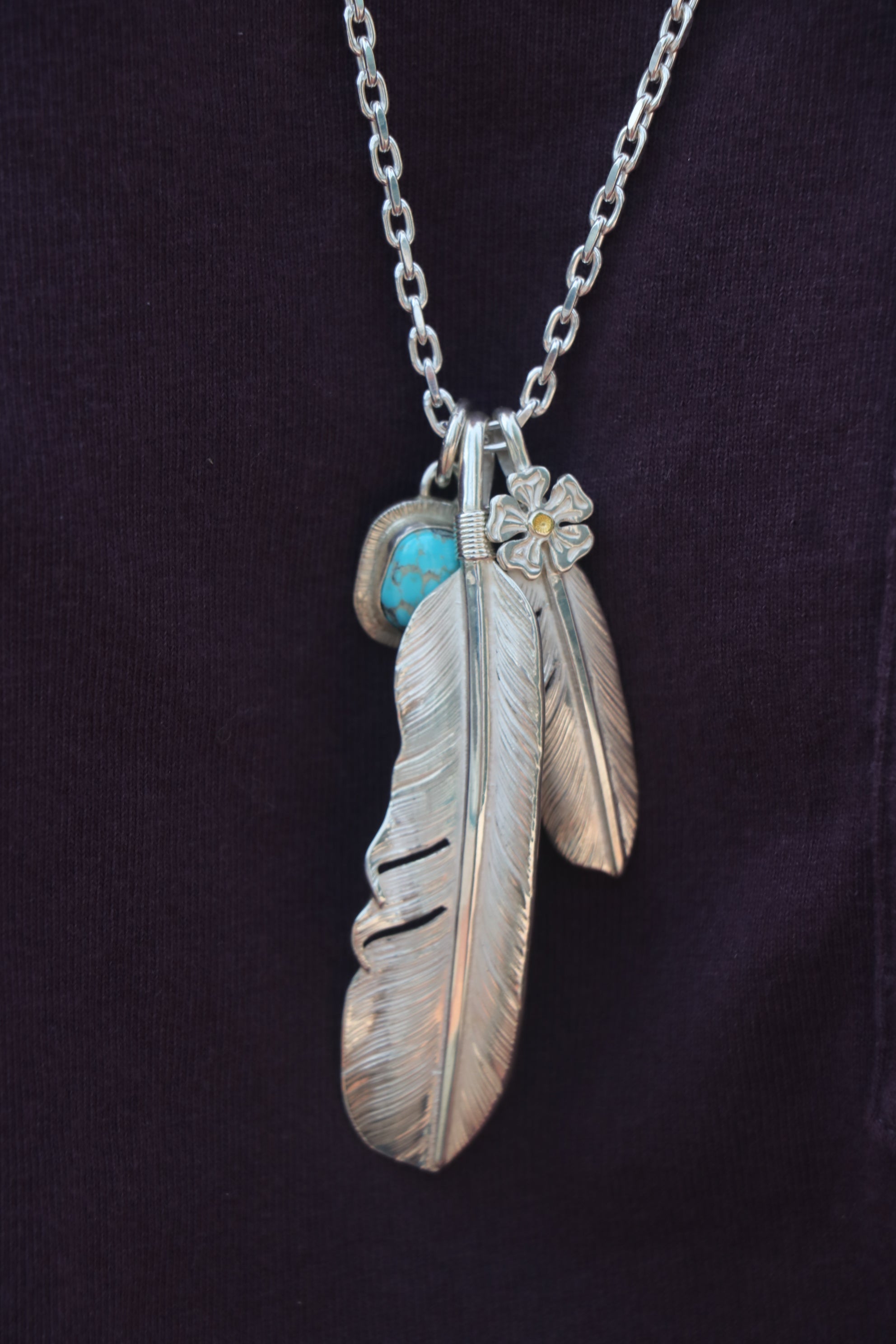 24K Gold Point Top Silver Hana Feather S
