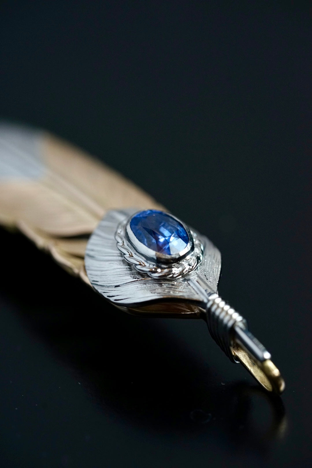 Albatory Top PT900 18K Rose Gold Tip PT900 Feather L / Blue Sapphire