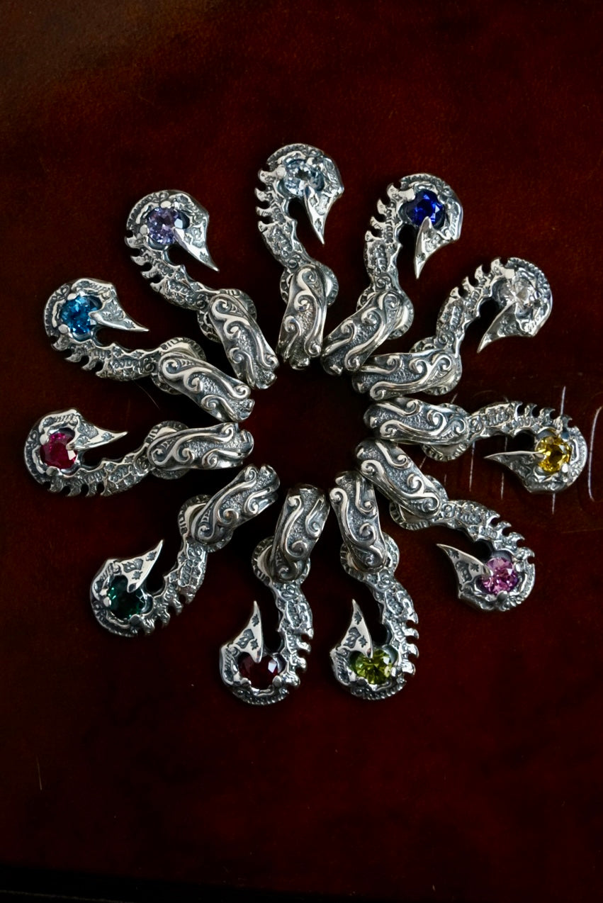 C369 Graffiti Fish Hook Large Wave Bale With Gemstone Charm