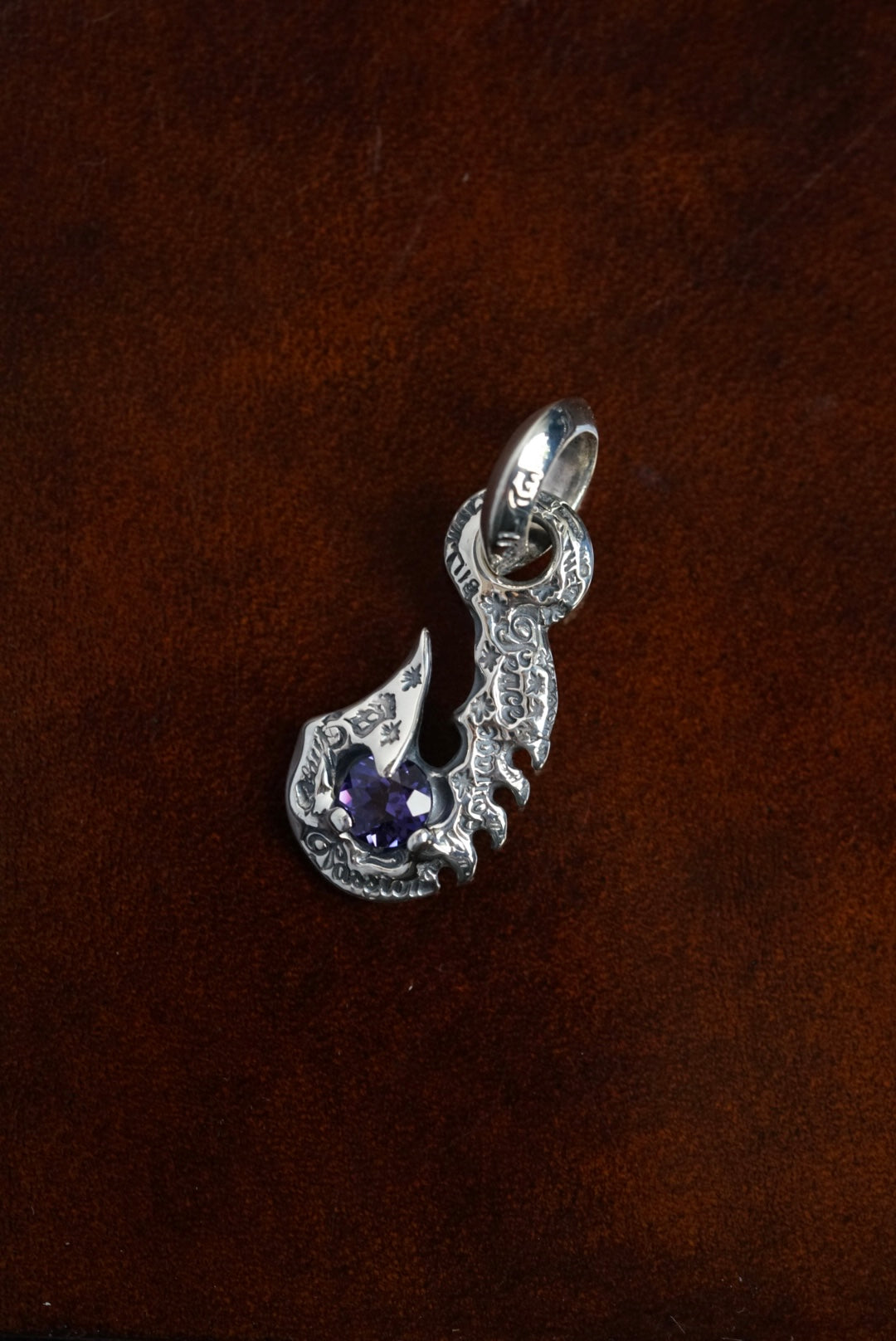 C368 Graffiti Fish Hook With Gemstone Charm