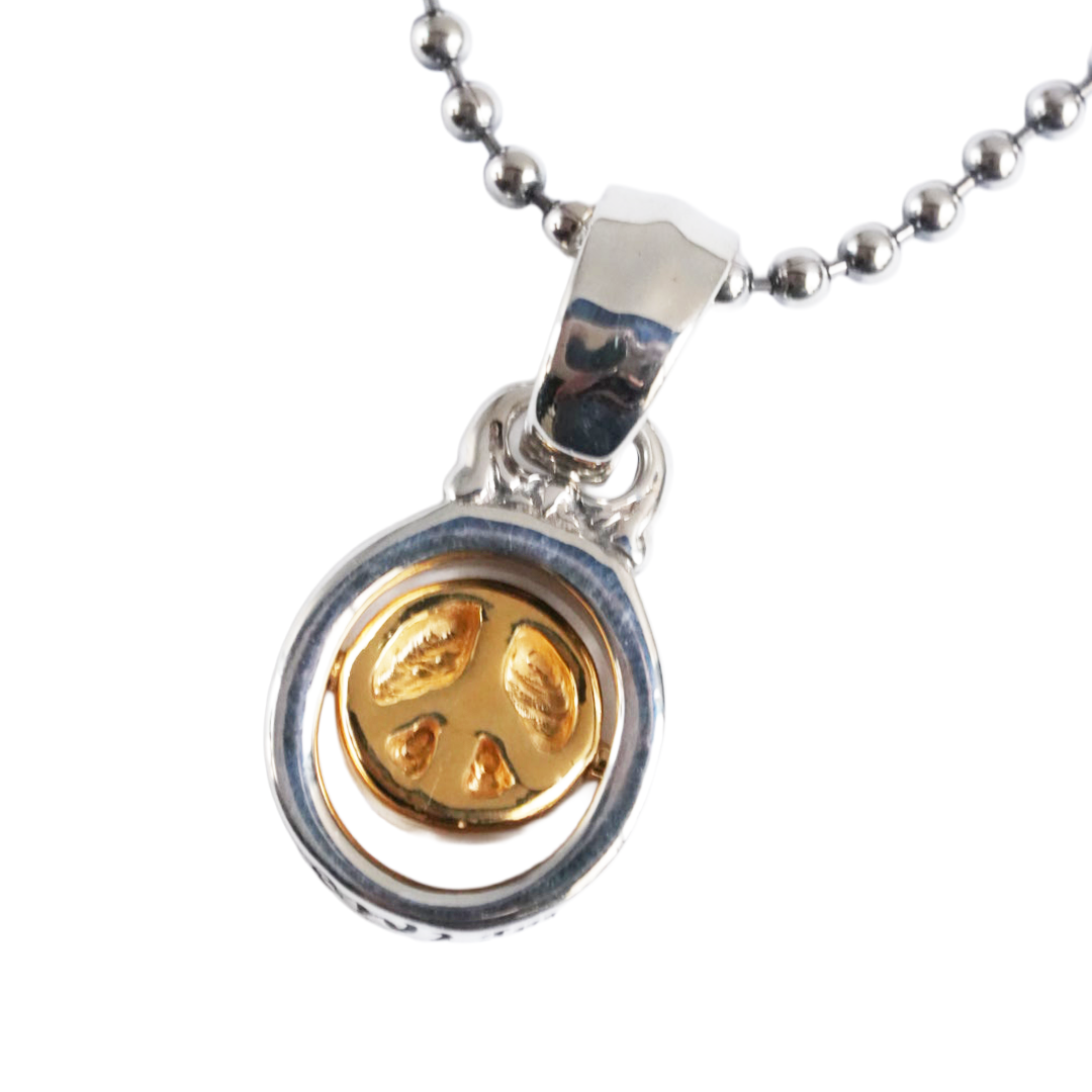 C391YGP Rotating Peace/Happy Face 18K Yellow Gold Plated Charm With Ball Chain