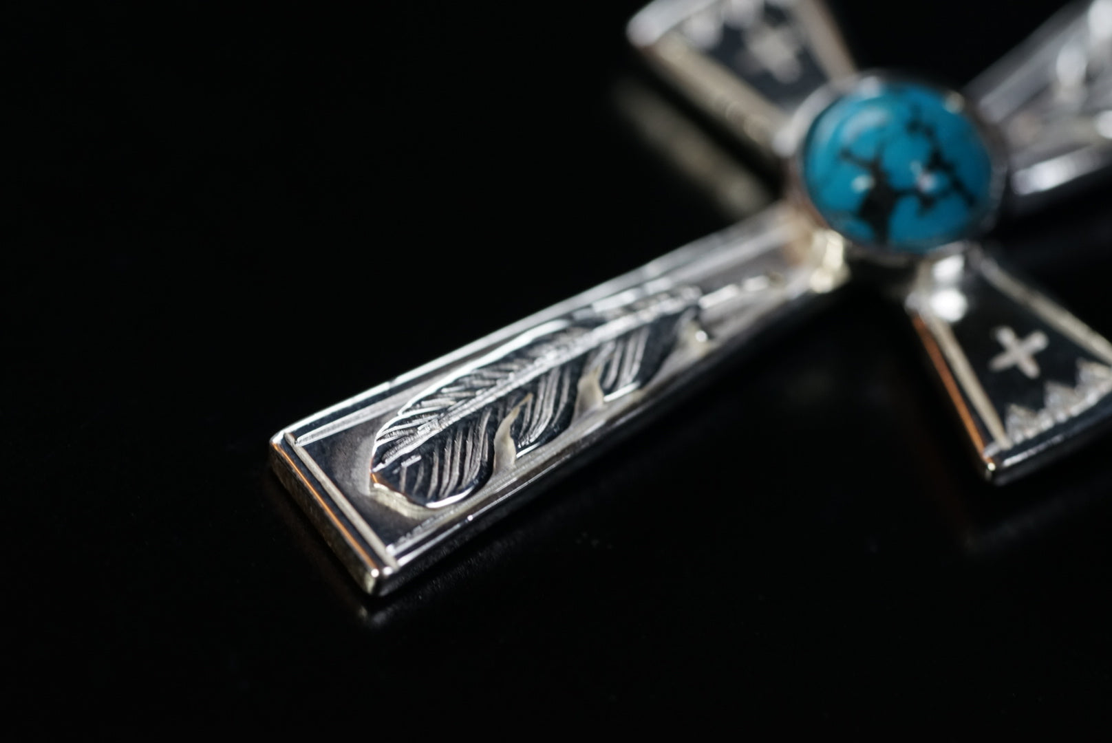 Turquoise Silver Cross Pendant