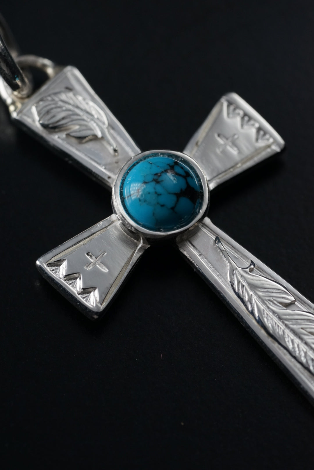 Turquoise Silver Cross Pendant