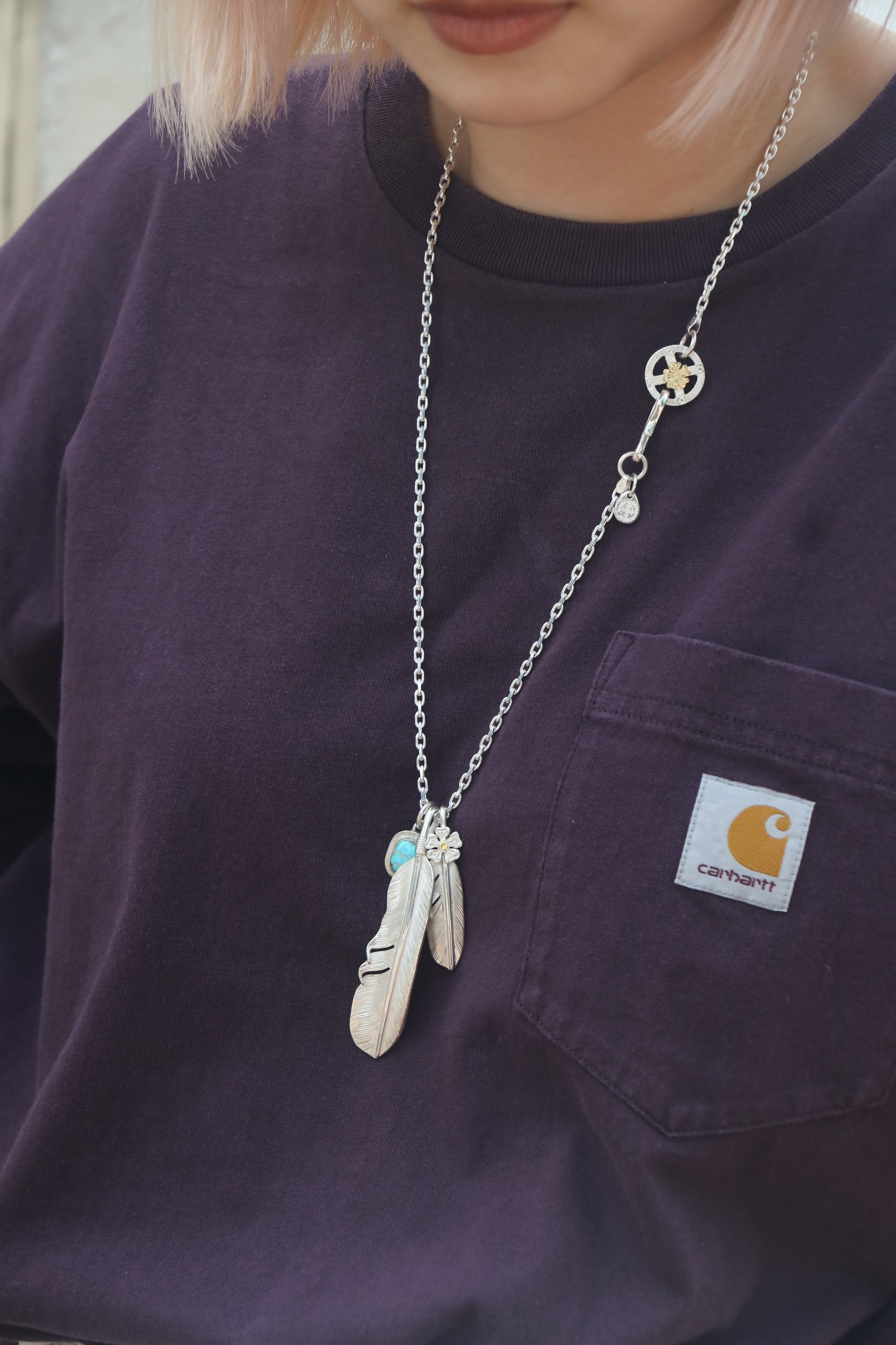 24K Gold Point Top Silver Hana Feather S