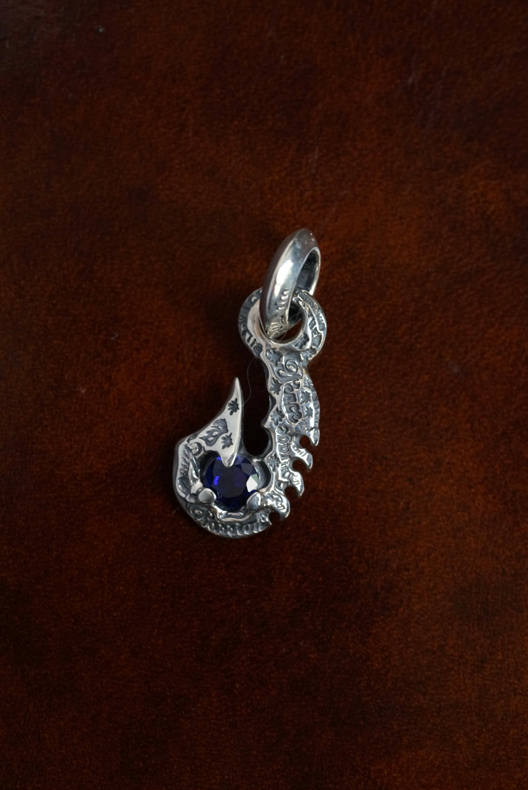 C368 Graffiti Fish Hook With Gemstone Charm