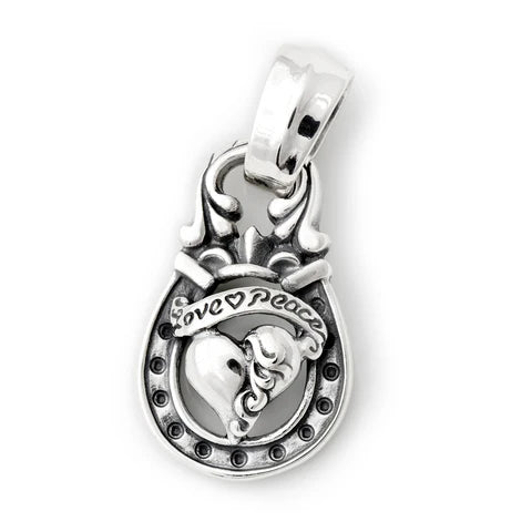 PN1036-C Horseshoe Pendant "HEART with Banner" Top - Large