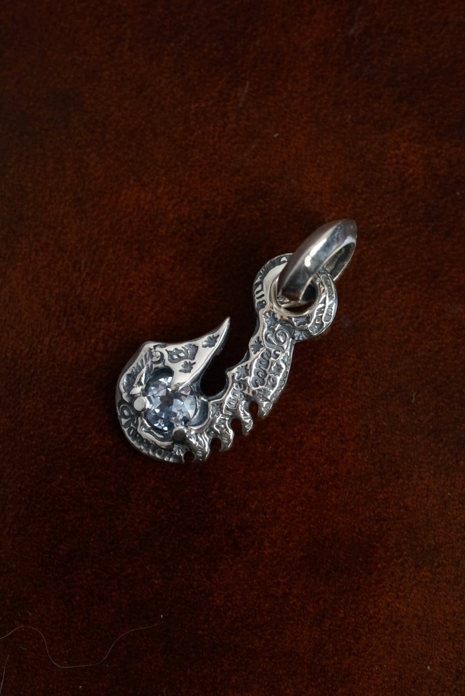 C368 Graffiti Fish Hook With Gemstone Charm
