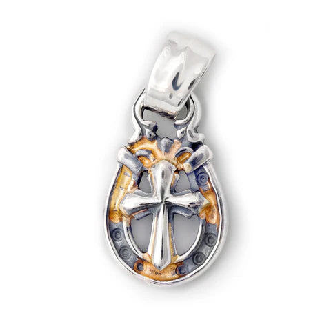 PN1037-B Horseshoe Pendant "CROSS" Top - Medium