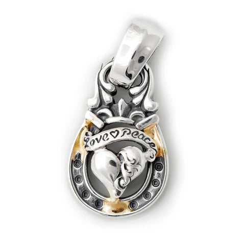 PN1036-C Horseshoe Pendant "HEART with Banner" Top - Large