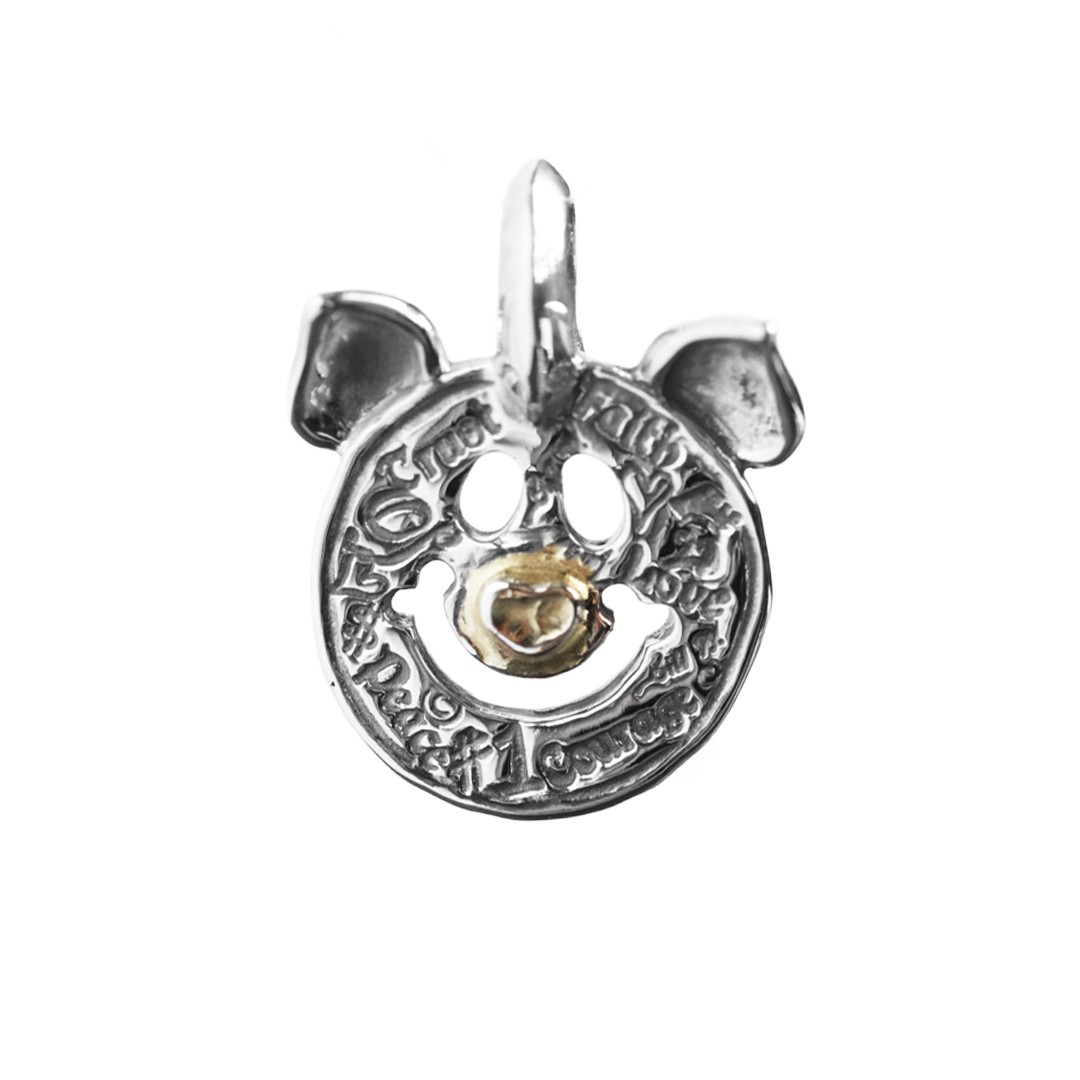 C382GRC Graffiti Happy Face Charm with Pig Ears w/18K Gold Overlay on Nose