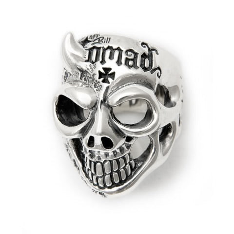 R382 50/50 Master Skull Ring with Left Horn