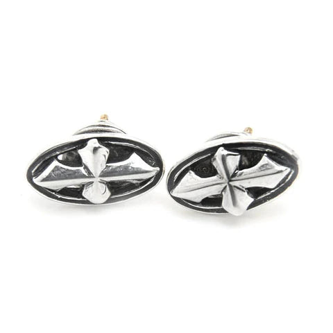 E226 Oval Cross Earrings
