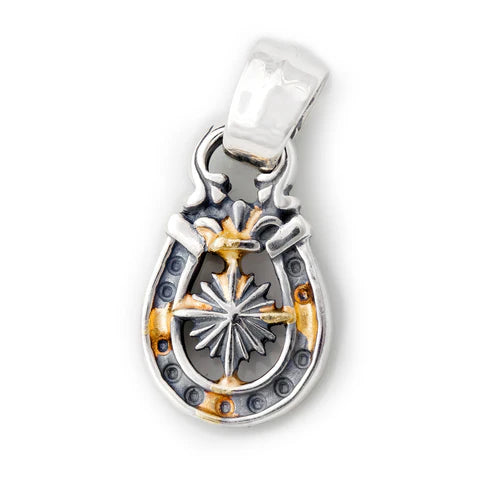 PN1037-D Horseshoe Pendant "NAUTICAL STAR" Top - Medium