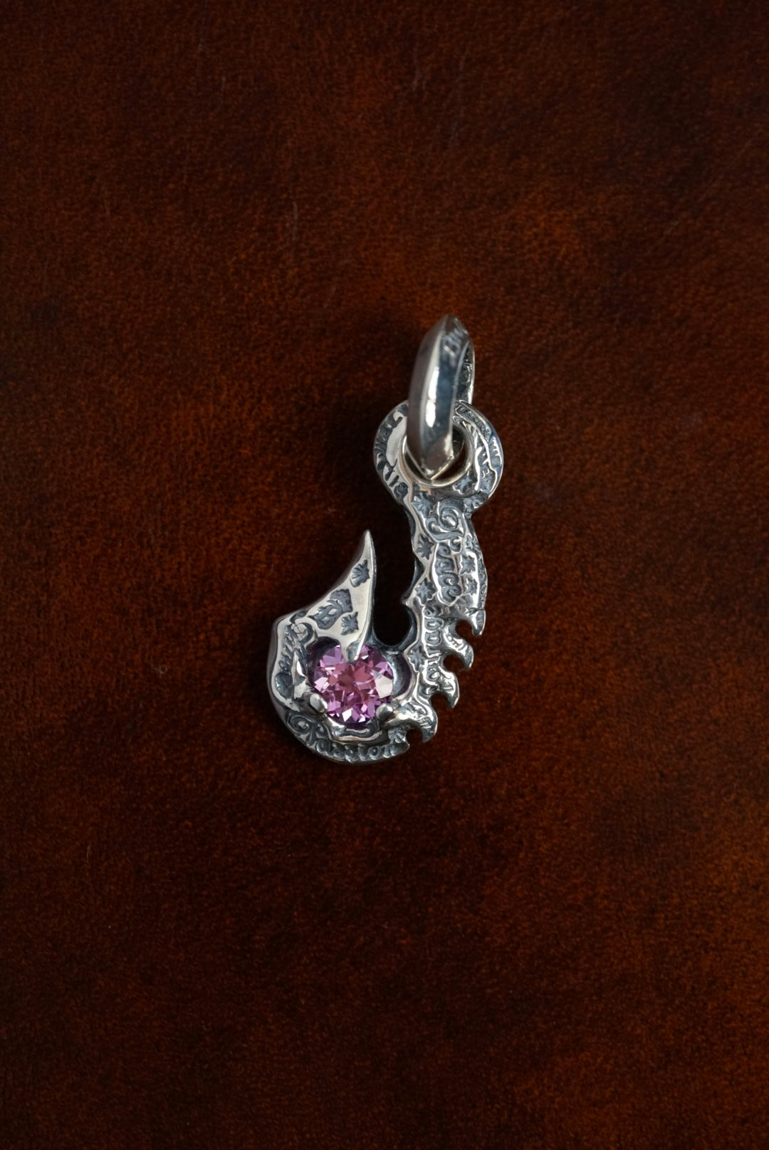 C368 Graffiti Fish Hook With Gemstone Charm