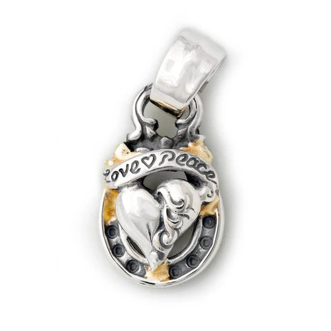 PN1037-C Horseshoe Pendant "HEART with BANNER" Top - Medium