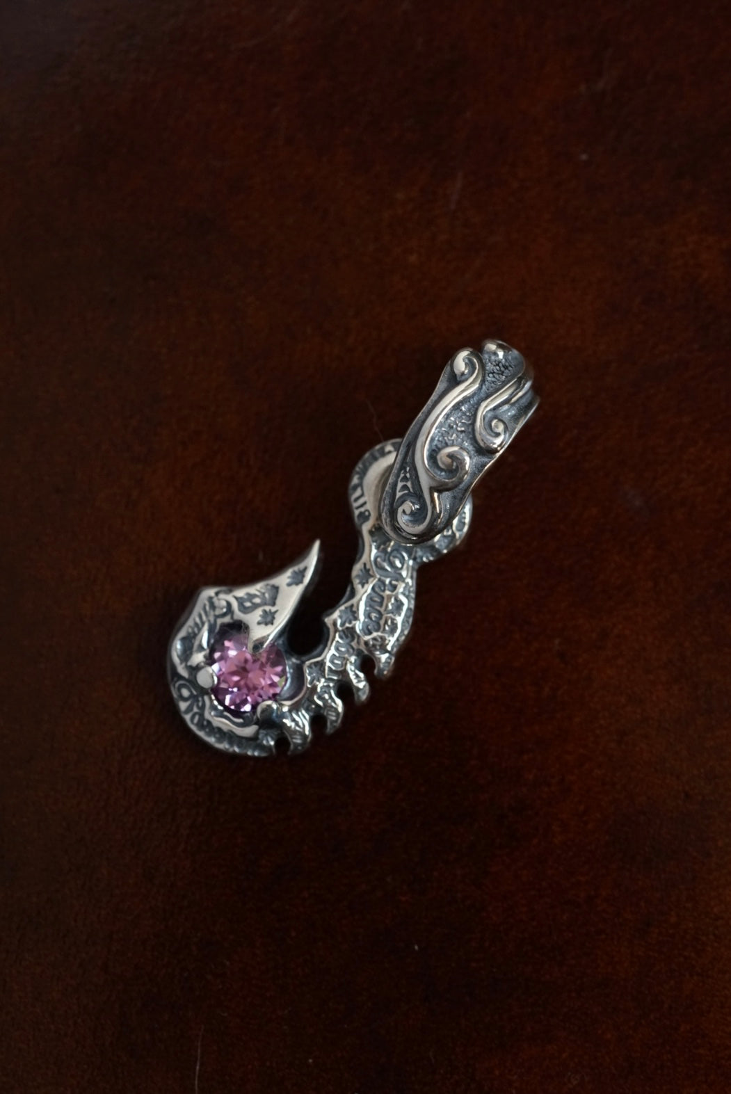 C369 Graffiti Fish Hook Large Wave Bale With Gemstone Charm