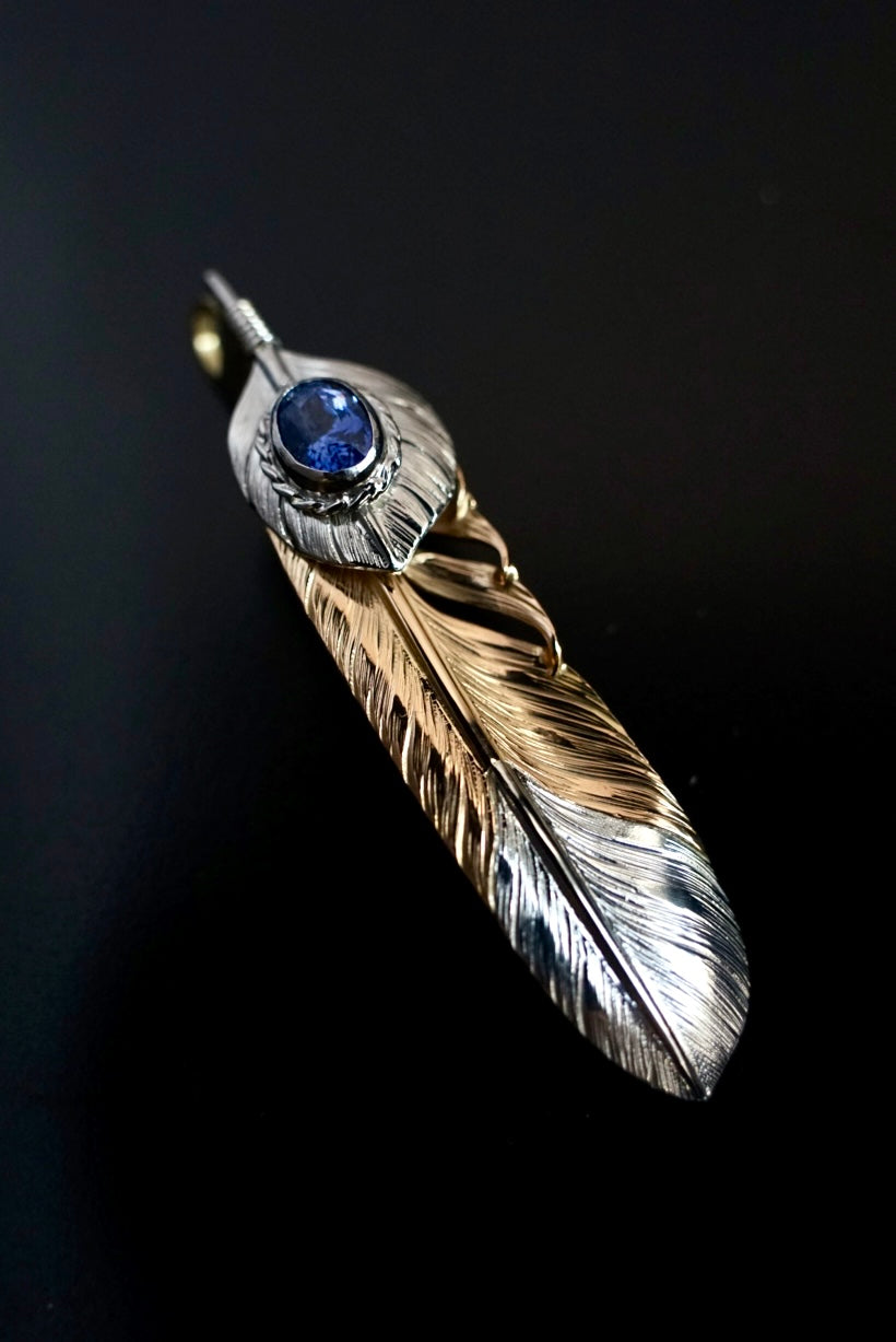 Albatory Top PT900 18K Rose Gold Tip PT900 Feather L / Blue Sapphire