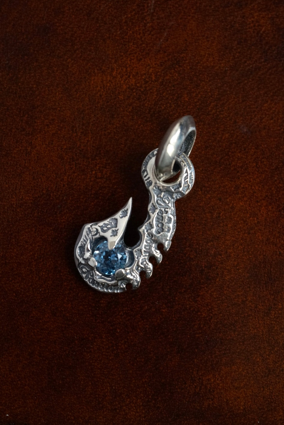 C368 Graffiti Fish Hook With Gemstone Charm