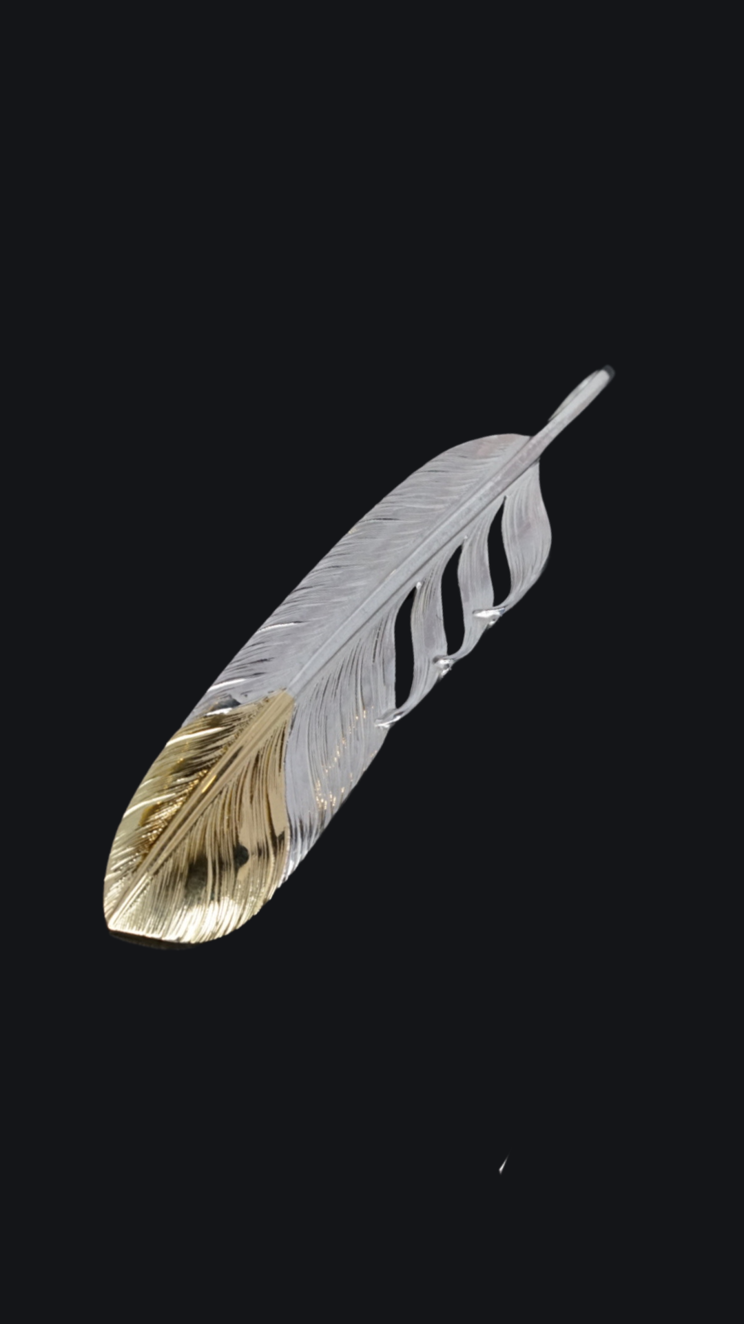 Albatory Tip Gold Silver Feather Pendant L