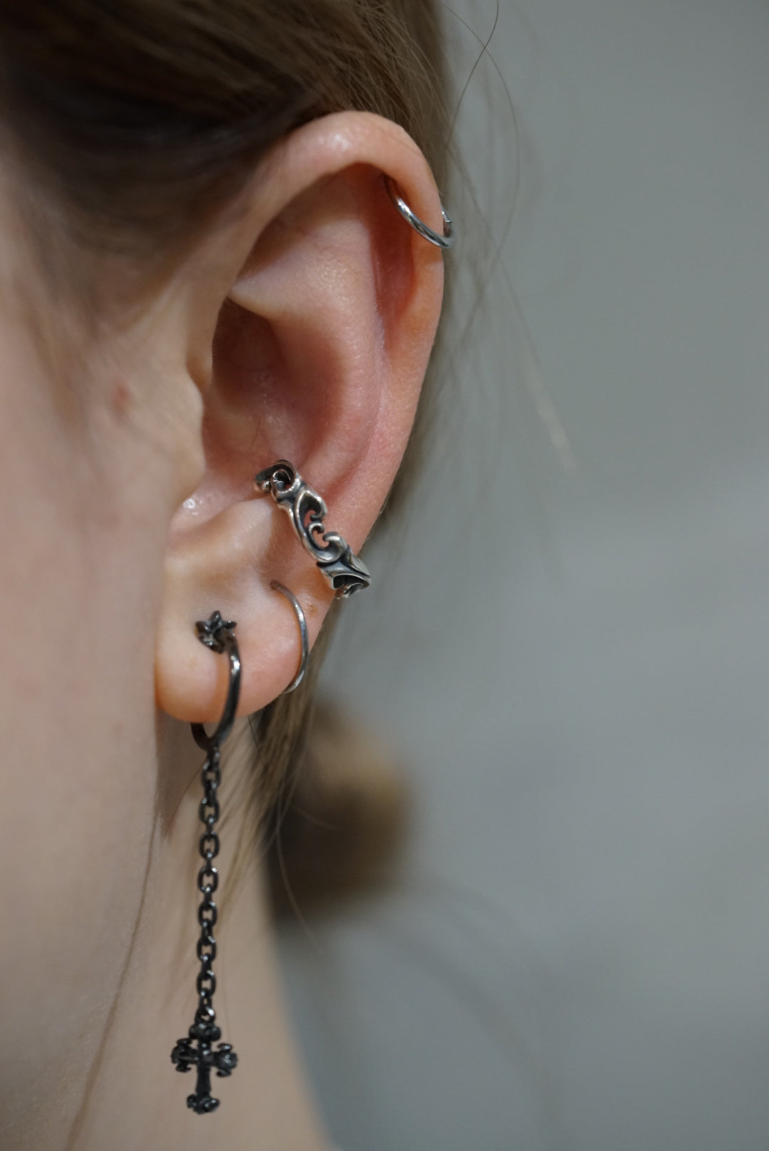 Double Floral Ear Cuff