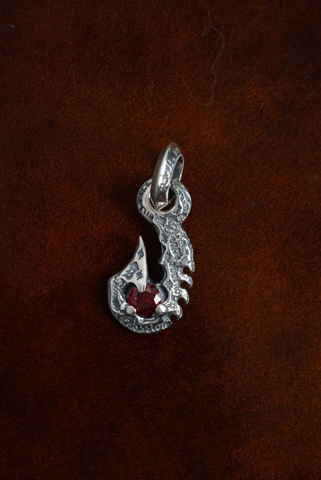 C368 Graffiti Fish Hook With Gemstone Charm