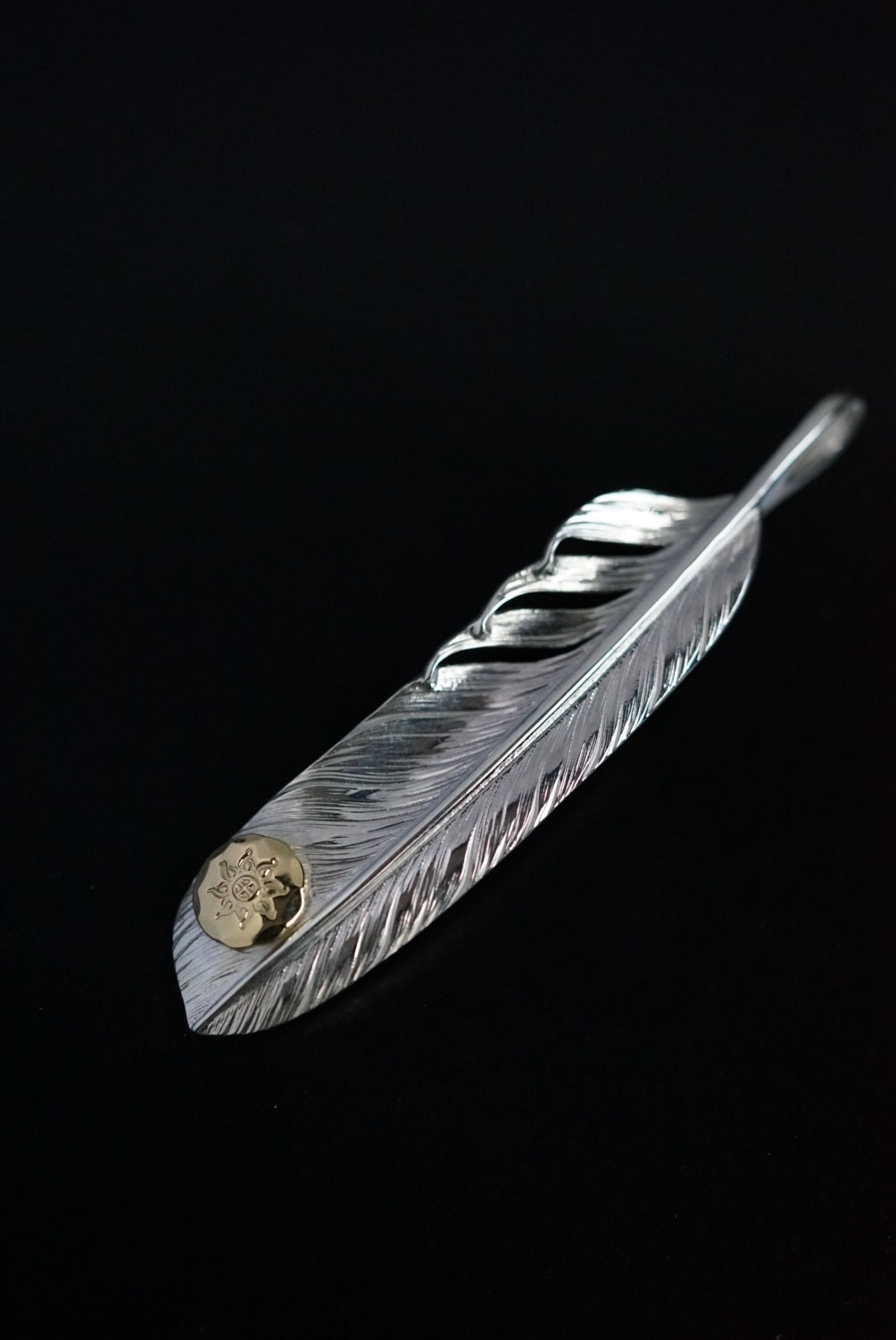 Albatory 18K Gold point Silver Feather Pendant L