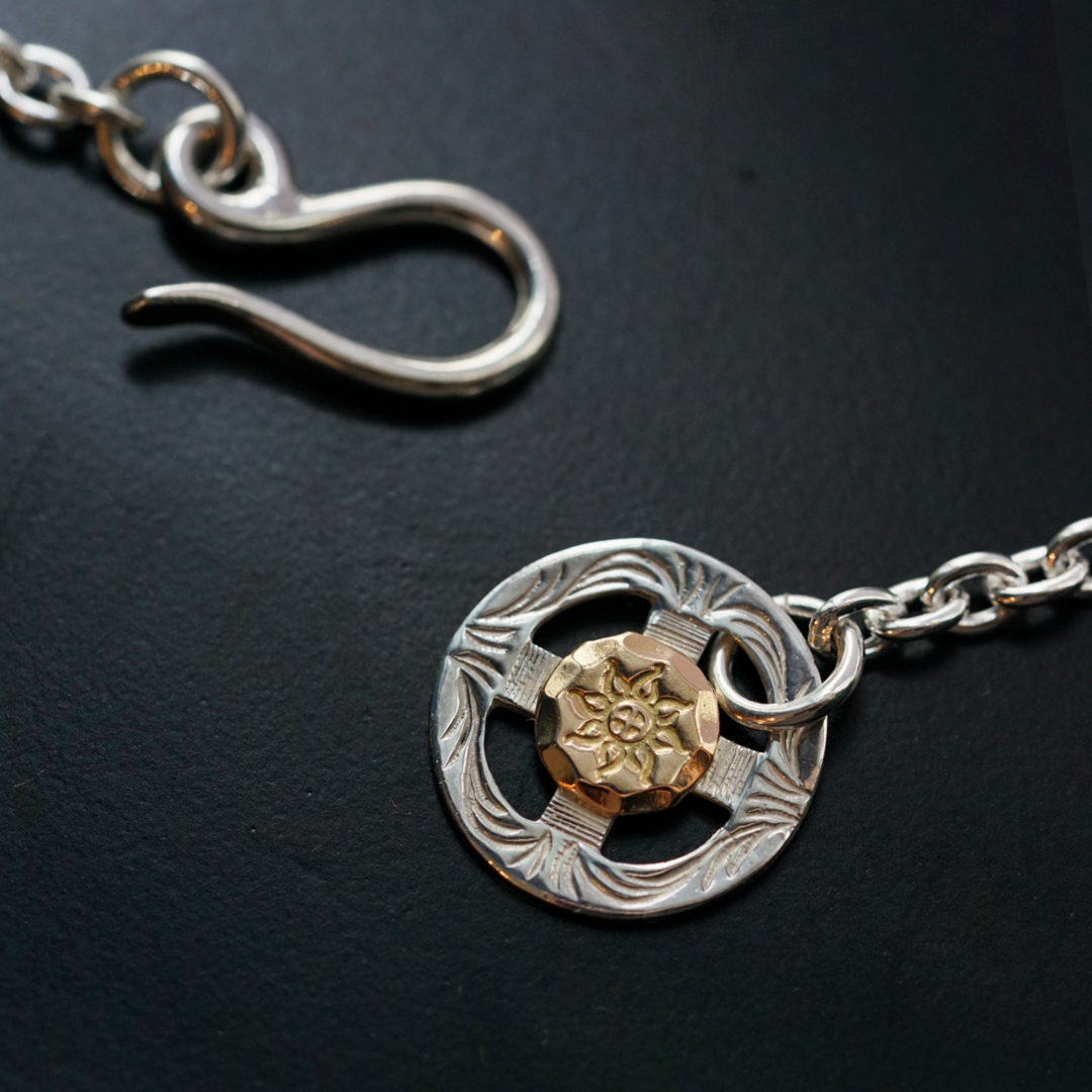 Albatory 18K RG Gold Point Wheel Silver Hook Chain Set