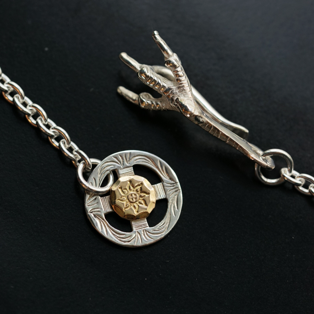 Albatory Silver Claw 18K RG Gold Point Wheel Chain Set