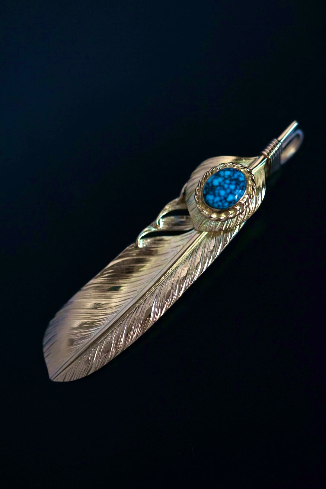 Albatory - 18K Kingsman Turquoise Feather Pendant L