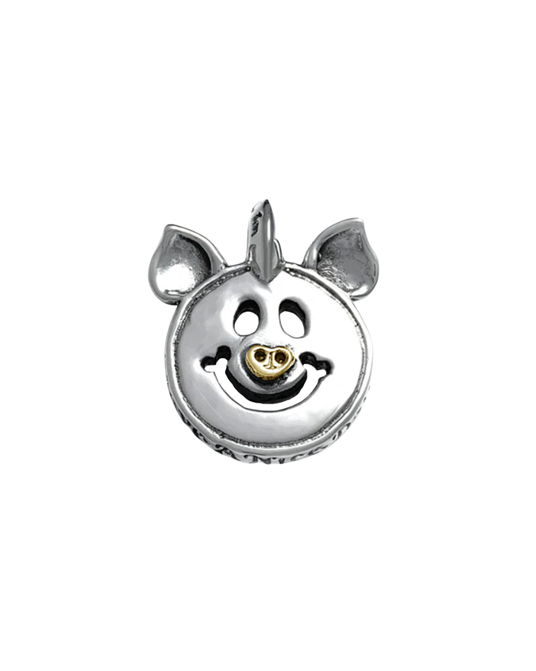 C382C Happy Face Charm with Pig Ears w/18K Gold on Nose