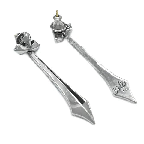 E225 Long "C" Cross Earrings