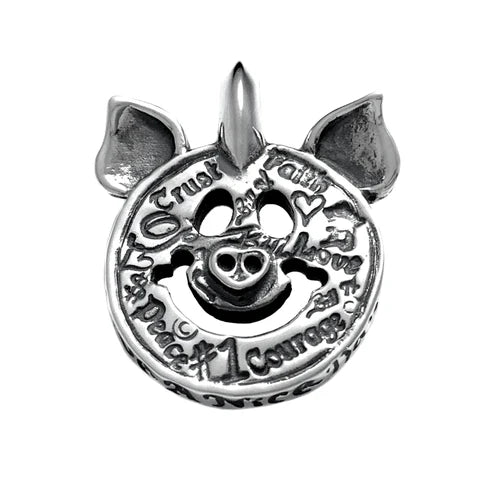 C382GR Graffiti Happy Face Charm with Pig Ears