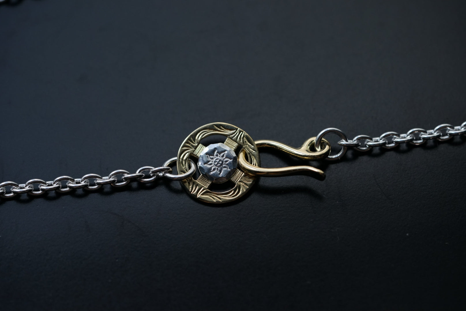Albatory 18K Gold Hook Double-sided Silver Point Gold Wheel Silver Chain