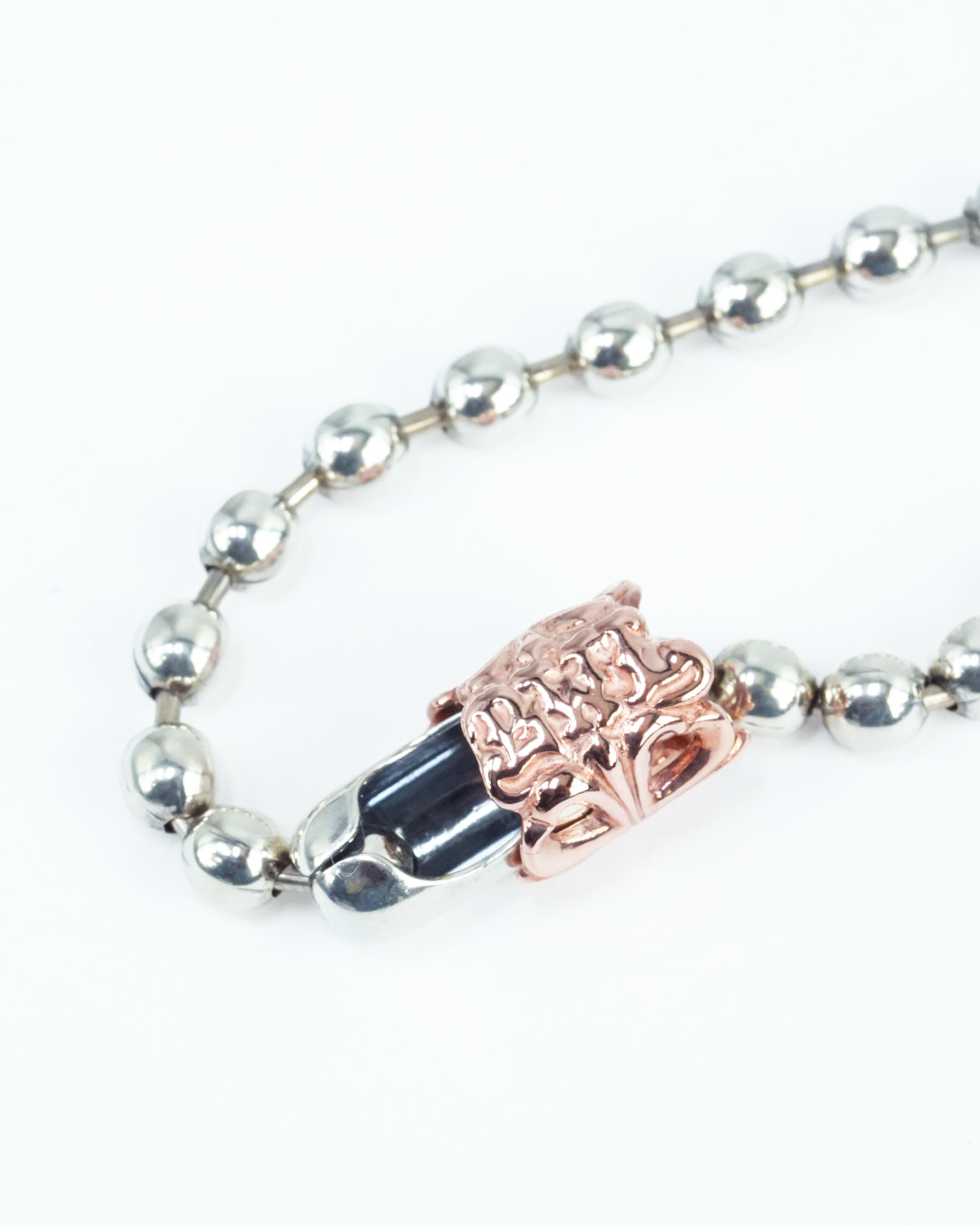 B536-C Ball Chain Bracelet with 18k ROSE GOLD Plated Cross Basket