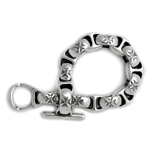 BWL - B566 Alternating Large Boat and Maltese Cross Links Bracelet 1